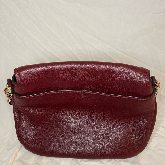 NWOT Michael Kors MK Evie Medium Pebbled Leather Shoulder Bag Burgundy - Picture 11 of 12